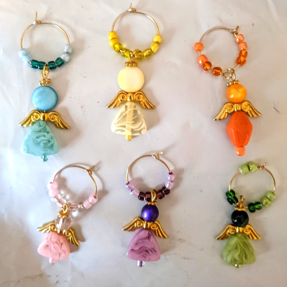 Angel Glass Charms Markers set of 6